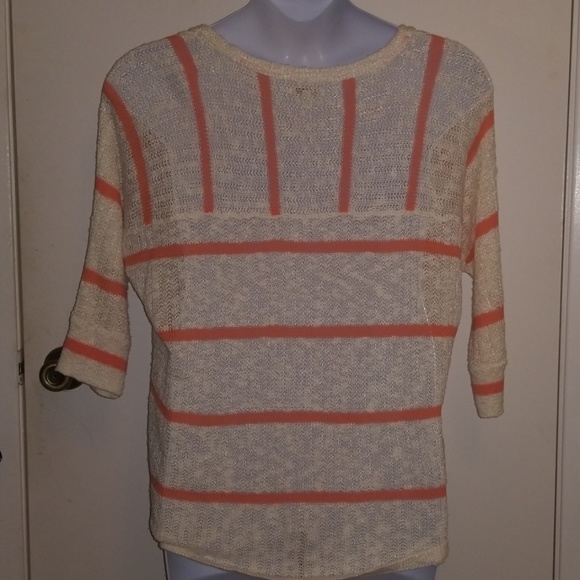 NWOT Cream and Salmon Loose Knit Sweater - Picture 3 of 3